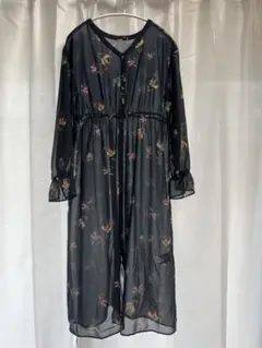 URBAN RESEARCH DOORS ダークフラワーシフォンガウンワンピース