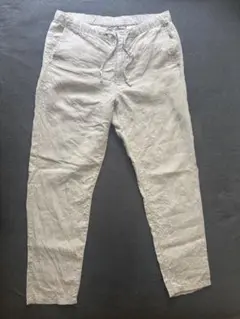 無印良品 リネン洗いざらしテーパードパンツ ベージュ Lサイズ