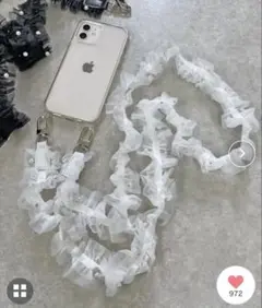 SPINNS スピンズ チュールパール スマホショルダー ホワイト