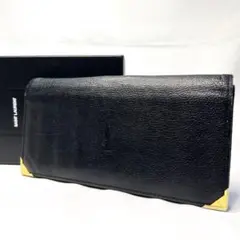 極美品 イヴサンローラン 長財布 YSL がま口 ヴィンテージ ブラック