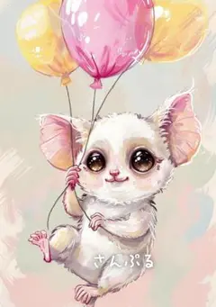 1300 オリジナル アニマルステッカー 動物 雑貨 モモンガと風船 4枚