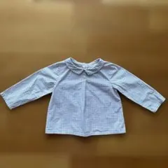 【プチバトー】チェック柄 長袖シャツ 12m/74cm