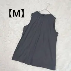 ノースリーブ 黒 【M】ラウンドネック タンクトップ 春夏 海 スタイリッシュ