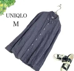 ユニクロ UNIQLO 長袖 シャツ ギンガムチェック ボタンダウン 綿100%