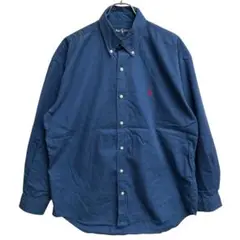 ラルフローレン 長袖シャツ XL 紺 90s BLAKE ゆったり丈【5106】