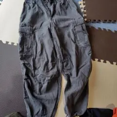 GUダークグレー ワイドカーゴパンツ