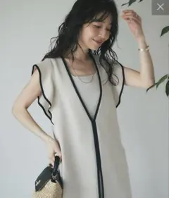 【美品】ラブティックボンボン ダブルクロスバイカラーラッフルジャンドレ