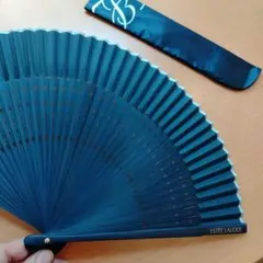 ESTEE LAUDER ダークブルー 扇子 収納ケース付き