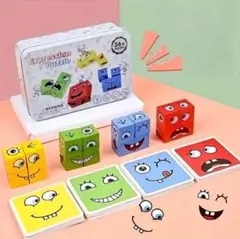 78 モンテッソーリ　表情認識パズル 木製ブロック 知育玩具　絵合わせ　カラフル