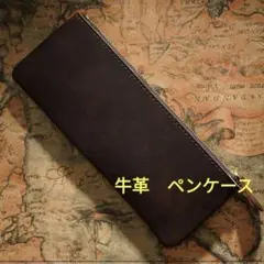 ペンケース 本革 コーヒーブラウン色 筆箱 革 レザー レギュラーサイズ