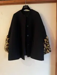 DRIES VAN NOTEN フェイクファー襟付きノーカラージャケット