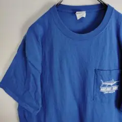 フィッシング 半袖Tシャツ ワンポイント ブルー 釣具店