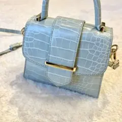 マーキュリーデュオ　クロコ型押しミニバッグ　ミントグリーン