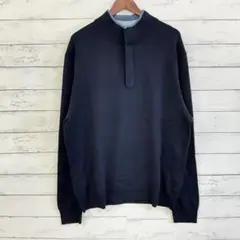 【Brooks Brothers】ウールセーター ハーフジップ ネイビー XL