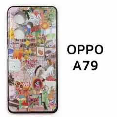 OPPO A79 5G カバー 犬猫 コラージュ オレンジ