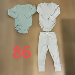 H&M 長袖　リブ　ボディースーツ　セット　86