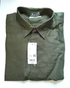 UNIQLO＊ プレミアムリネン長袖シャツ L オリーブ