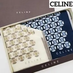未使用品 ★CELINE★ ハンカチ 大判 2枚組 マカダム ベージュ ネイビー