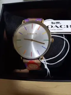 COACH シルバー アナログ時計 マルチカラー