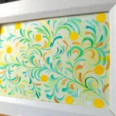 A 【黄色い実◎風そよぐ木】 開運絵画風水アート