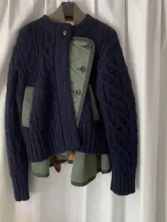 美品 sacai 21AW レイヤードニットナイロンジャケットMA-1