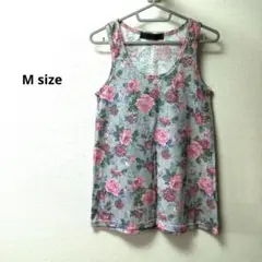 Ehyphen world gallery 花柄タンクトップ M グレー
