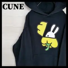 【定番人気】CUNE☆うさぎ柄ビッグプリント☆プルオーバーパーカー 黒 :SP