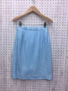 レトロ古着 courreges ワンポイント刺繍 アイシーブルー 麻混 スカート