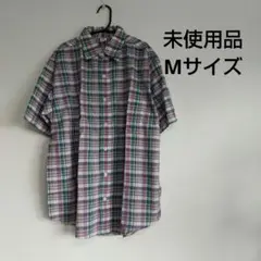メンズ チェック柄 半袖シャツ M