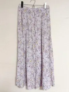 【最終値下げ】古着　花柄　ロングスカート　ラベンダー