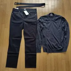 未使用H&M スリムフィットパンツとベルトセット　使用ほとんどなしカーディガン