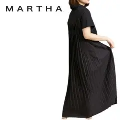 B71 MARTHA バックプリーツポロワンピース　L ブラック　美品