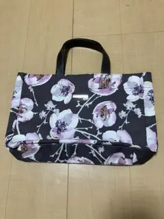 花柄トートバッグ グレー地ピンク白