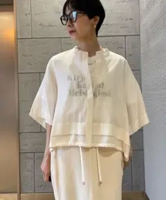 green label relaxing シアー バンドカラー シャツ