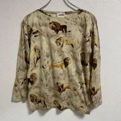 エルメス アニマル柄 総柄 長袖Tシャツ Mサイズ