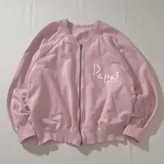 【良品】PAPAS/パパス　ジップアップ スウェット トレーナー　ロゴ　Lサイズ