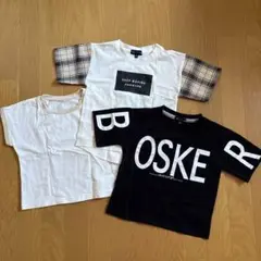 キッズ Tシャツ 3枚セット ホワイト/ブラック/チェック柄　100cm