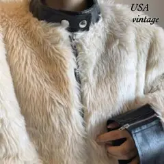 アメリカヴィンテージ ポイントレザーデザインのファージャケット