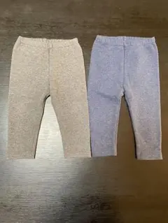 【極美品】UNIQLOグレーとブルーの裏起毛パンツ2色セット80サイズ