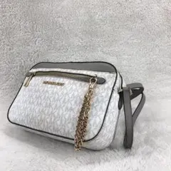 マイケルコース MICHAEL KORS ホワイトシグネチャーショルダーバッグ✧
