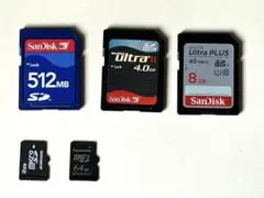 SDカード 3枚／microSDカード 2枚 の合計５枚のメモリセット