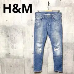 H&M メンズ ニークラッシュスキニーデニム スキニージーンズ w33