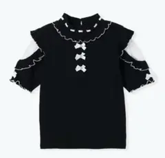 【NOEMIE】キラキラリボンオープンショルダープチハイカットソーブラック