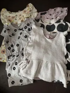 ベビー服５点セット　トップス　ワンピース　チュニック 90cm 花柄 ドット柄