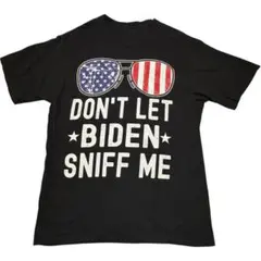 アメリカ国旗サングラス バイデン風刺 アメカジTシャツ 黒 L相当