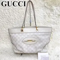 ✨美品✨ GUCCI トートバッグ シマレザー ロゴプレート チェーン 大容量