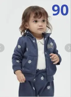 BabyGAP セットアップ　90cm 花柄　スウェット　裏起毛 ネイビー