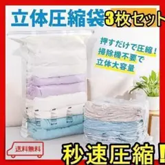 圧縮袋 衣類 旅行 布団 掃除機不要 立体sy 防カビ 湿気対策 3枚セット