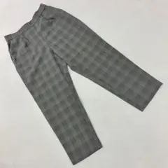 チェック柄パンツ グレンチェック グレー テーパードポリエステル Lサイズ