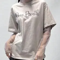 DAZY レディース レター プリント メッシュ2in1 Tシャツ レイヤード